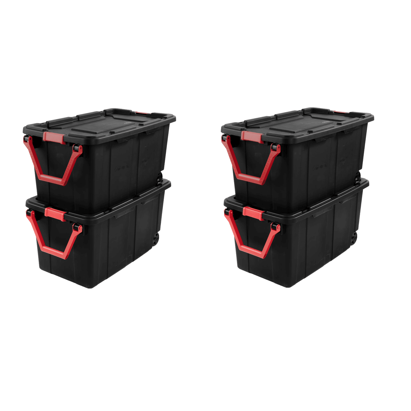 Large Wheeled Industrial Storage Bin, 40 Gallon Rugged Plastic Storage Tote with Latch Lid and Pull Handle, 2 Pack - DelightsDownSouth