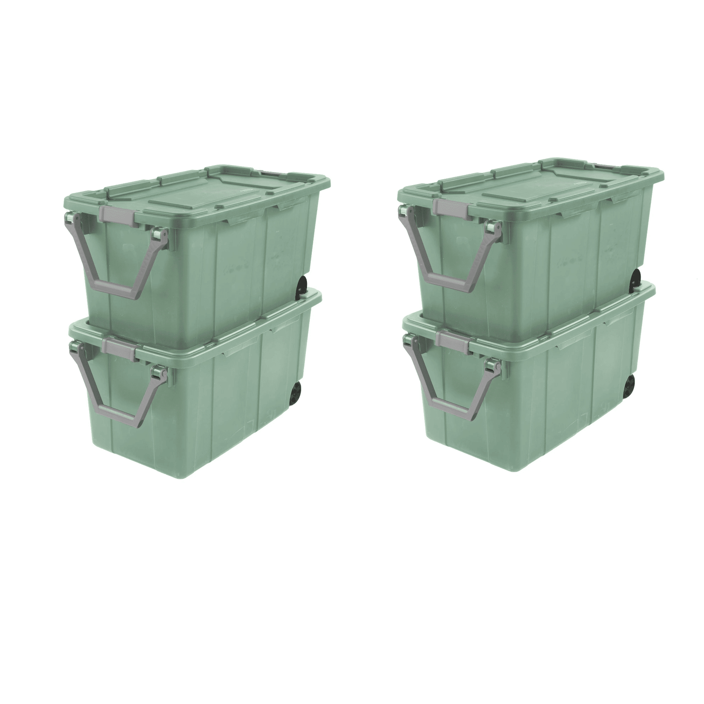 Large Wheeled Industrial Storage Bin, 40 Gallon Rugged Plastic Storage Tote with Latch Lid and Pull Handle, 2 Pack - DelightsDownSouth