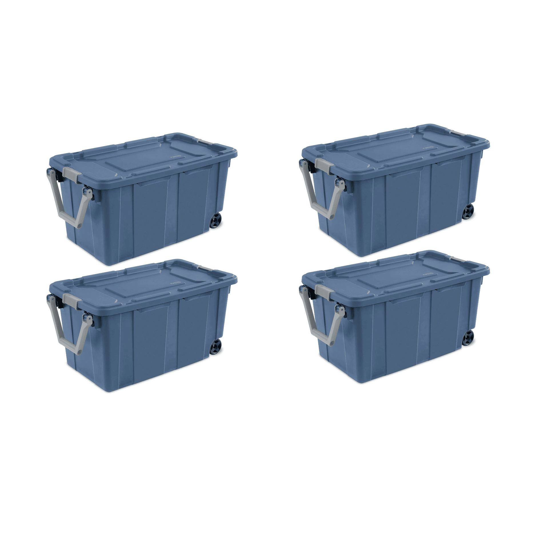 Large Wheeled Industrial Storage Bin, 40 Gallon Rugged Plastic Storage Tote with Latch Lid and Pull Handle, 2 Pack - DelightsDownSouth