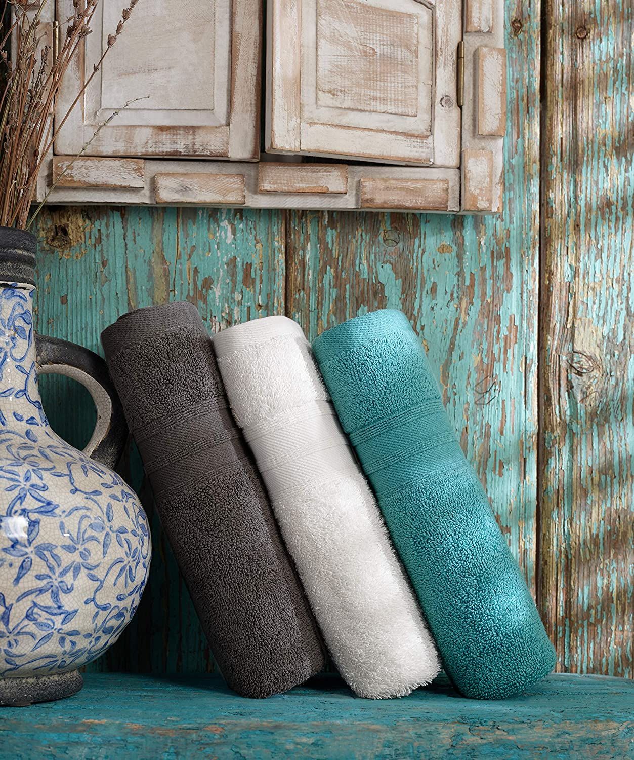 Linen Bath Towel Set 3 Pieces Soft and Absorbent; Premium Quality 100% Cotton 1 Bath Towel 1 Hand Towel 1 Washcloth - DelightsDownSouth