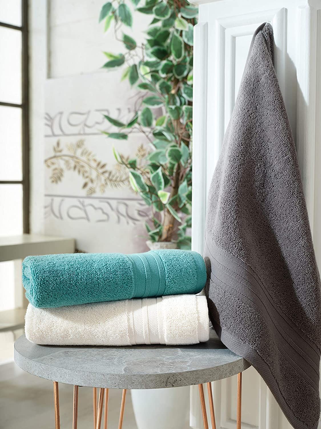 Linen Bath Towel Set 3 Pieces Soft and Absorbent; Premium Quality 100% Cotton 1 Bath Towel 1 Hand Towel 1 Washcloth - DelightsDownSouth