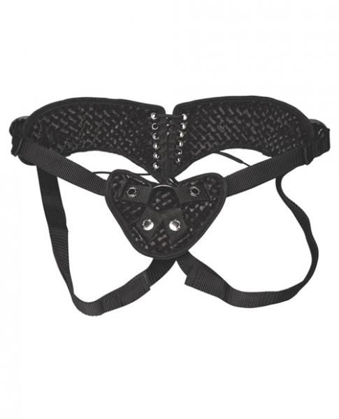 Lux Fetish Diamond Velvet Strap - On Corset Black O/S - DelightsDownSouth