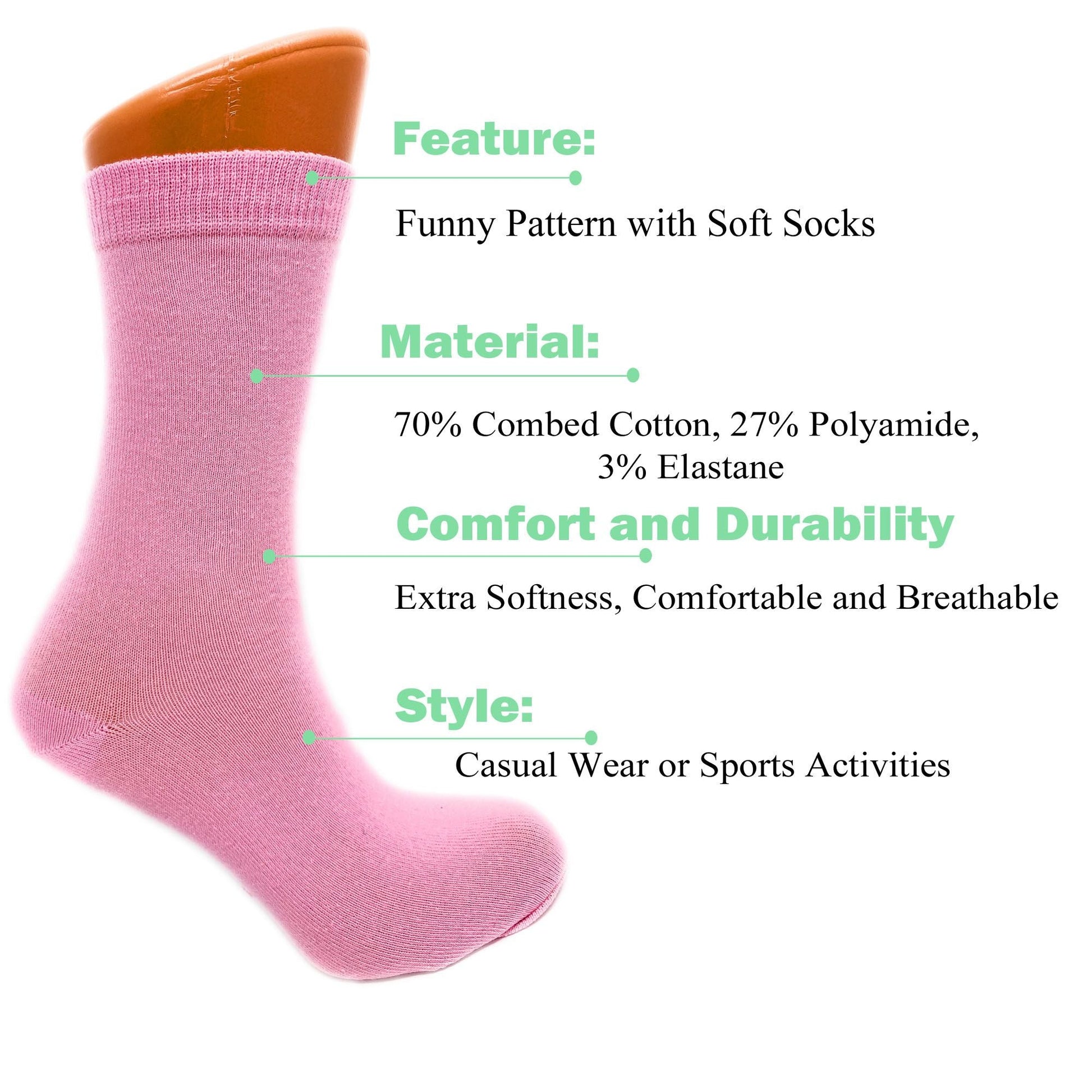 Luxury Combed Cotton Crew Socks for Women Colorful Casual Socks 6 Pairs - DelightsDownSouth