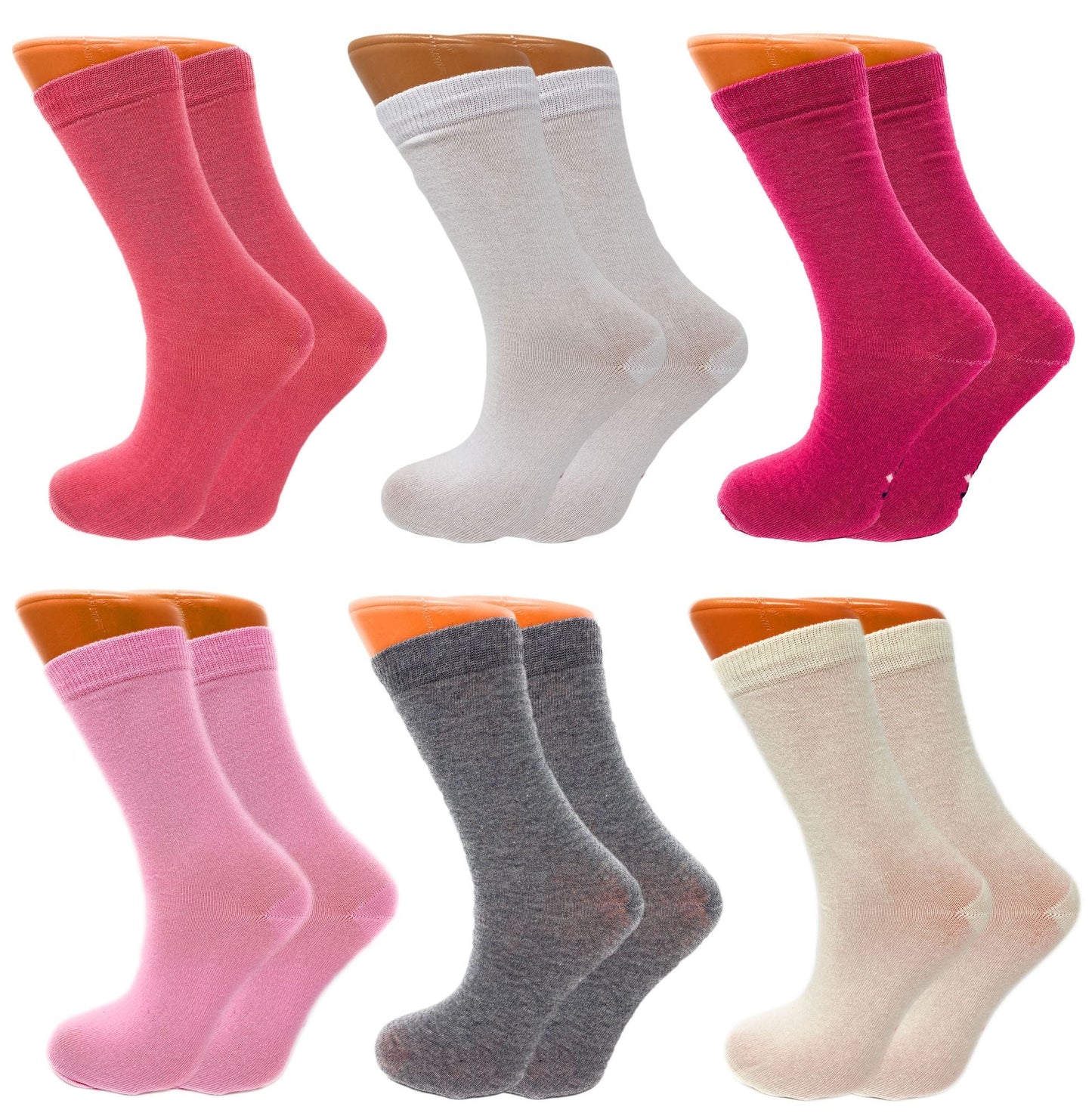 Luxury Combed Cotton Crew Socks for Women Colorful Casual Socks 6 Pairs - DelightsDownSouth