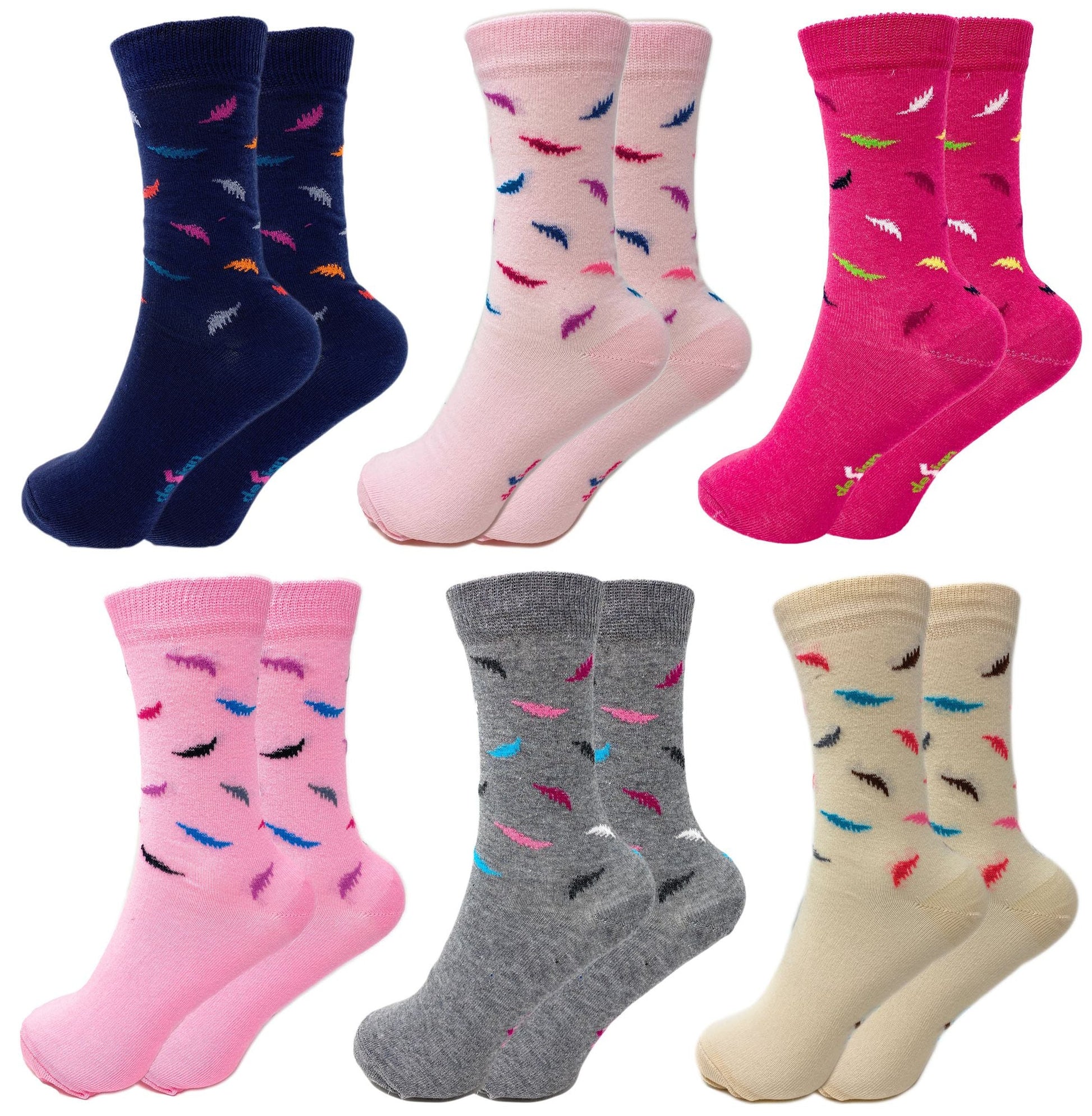 Luxury Combed Cotton Crew Socks for Women Colorful Casual Socks 6 Pairs - DelightsDownSouth