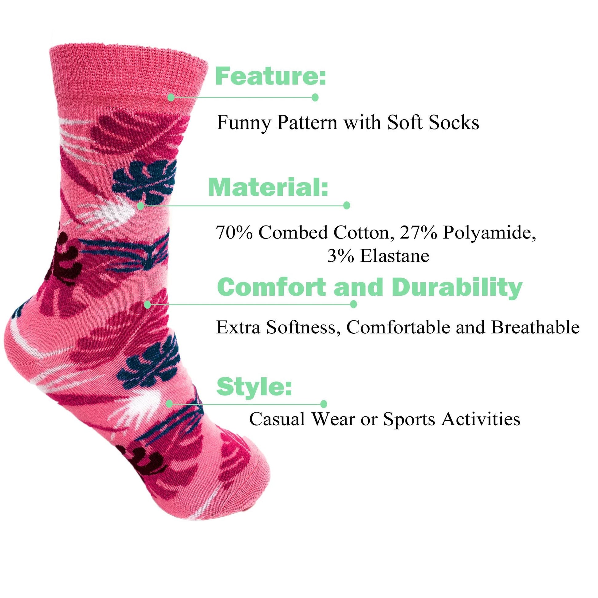 Luxury Combed Cotton Crew Socks for Women Colorful Casual Socks 6 Pairs - DelightsDownSouth