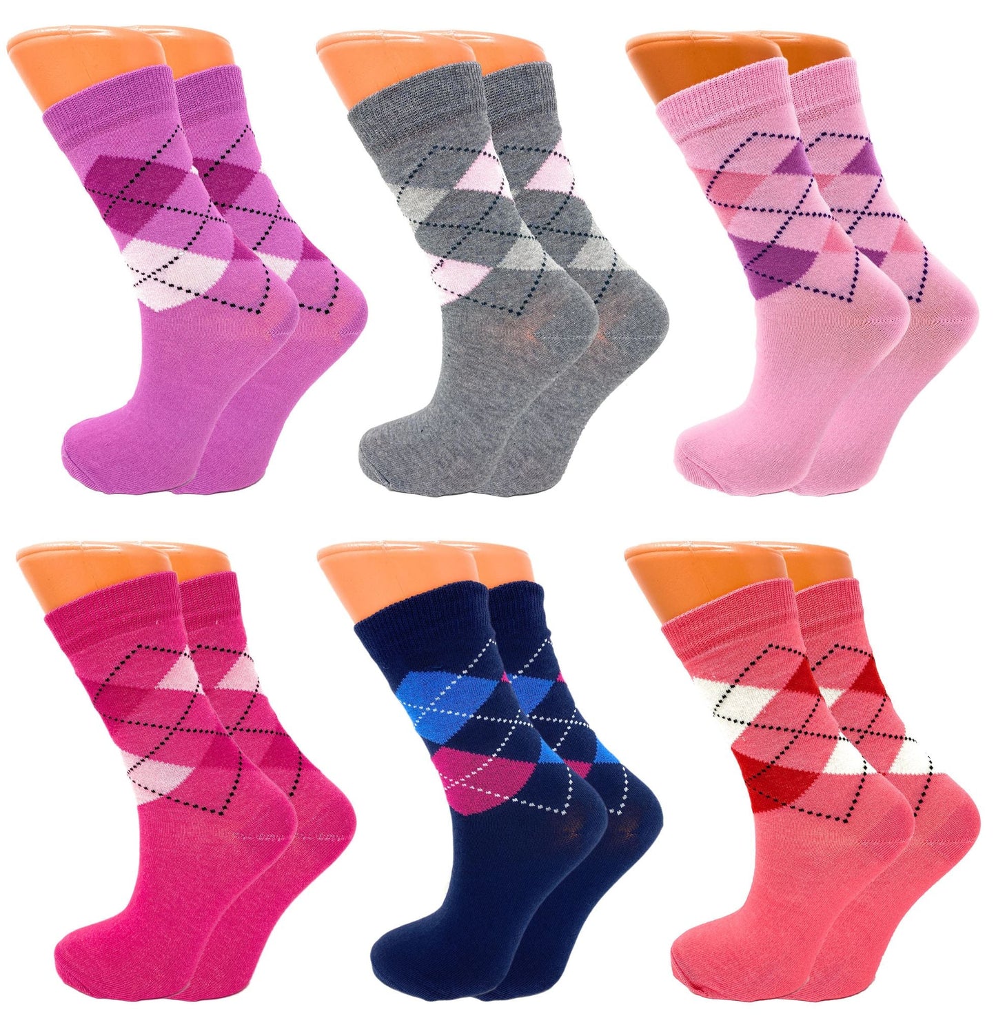 Luxury Combed Cotton Crew Socks for Women Colorful Casual Socks 6 Pairs - DelightsDownSouth