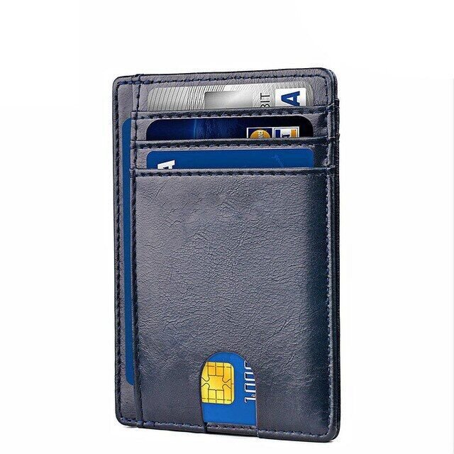 Mens Leather Slim Wallet Credit Card Holder RFID Blocking Pocket ID Money PU USA - DelightsDownSouth