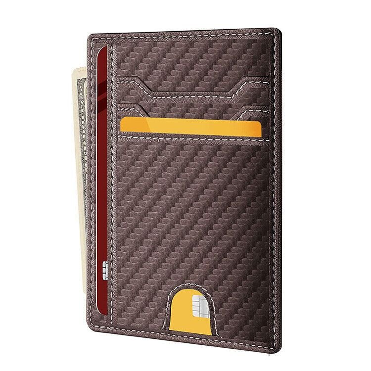 Mens Leather Slim Wallet Credit Card Holder RFID Blocking Pocket ID Money PU USA - DelightsDownSouth