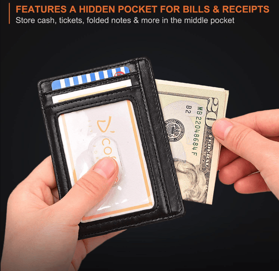 Mens Leather Slim Wallet Credit Card Holder RFID Blocking Pocket ID Money PU USA - DelightsDownSouth