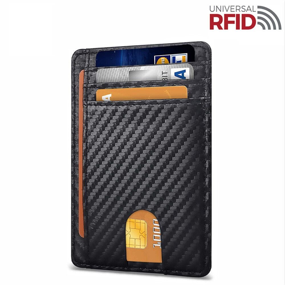 Mens Leather Slim Wallet Credit Card Holder RFID Blocking Pocket ID Money PU USA - DelightsDownSouth