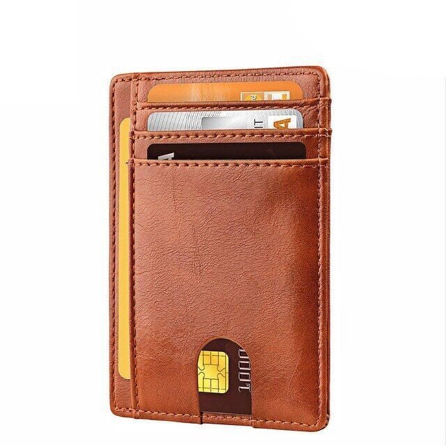 Mens Leather Slim Wallet Credit Card Holder RFID Blocking Pocket ID Money PU USA - DelightsDownSouth