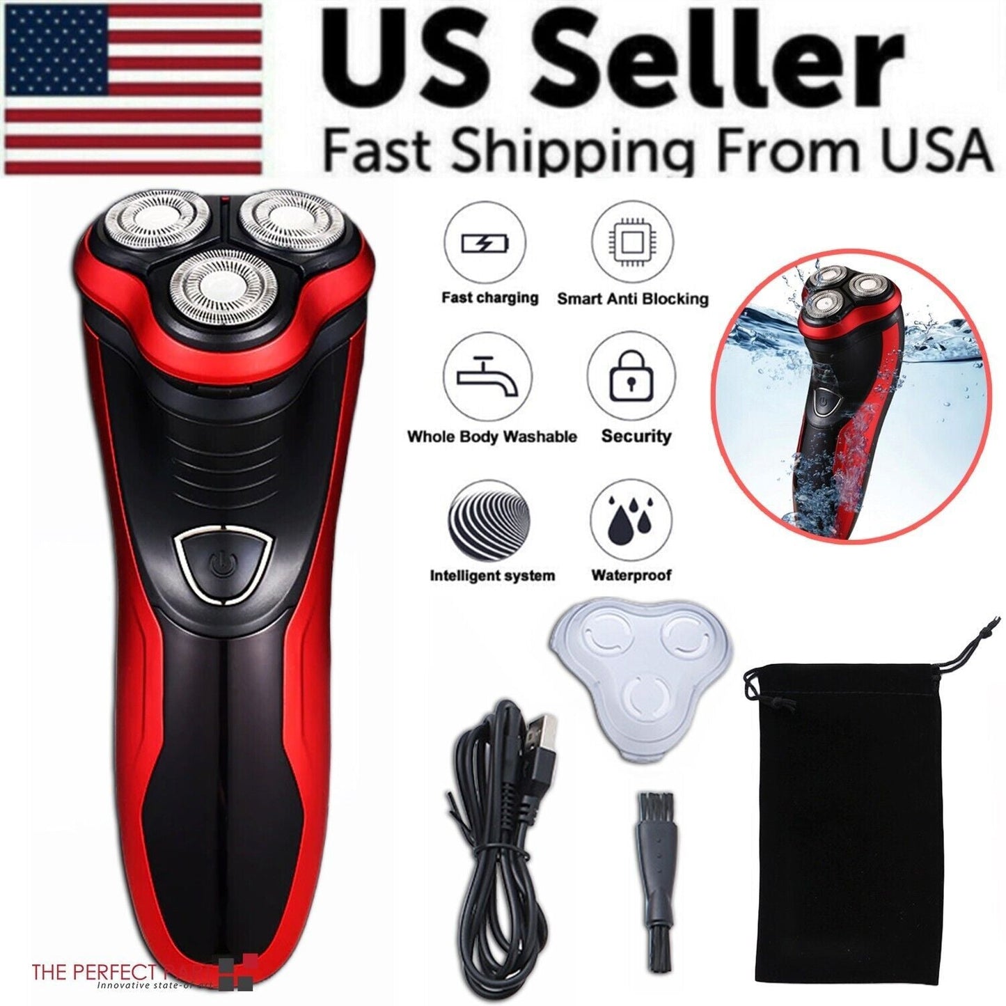 Men's Razor Rotary Waterproof Electric Shaver Pop - Up Trimmer Wet Dry Cordless - DelightsDownSouth