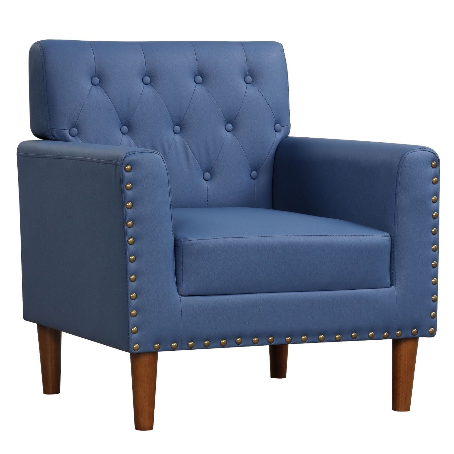 Mid Century Modern Accent Chair with Button Tufted Decoration and Rivets - DelightsDownSouth