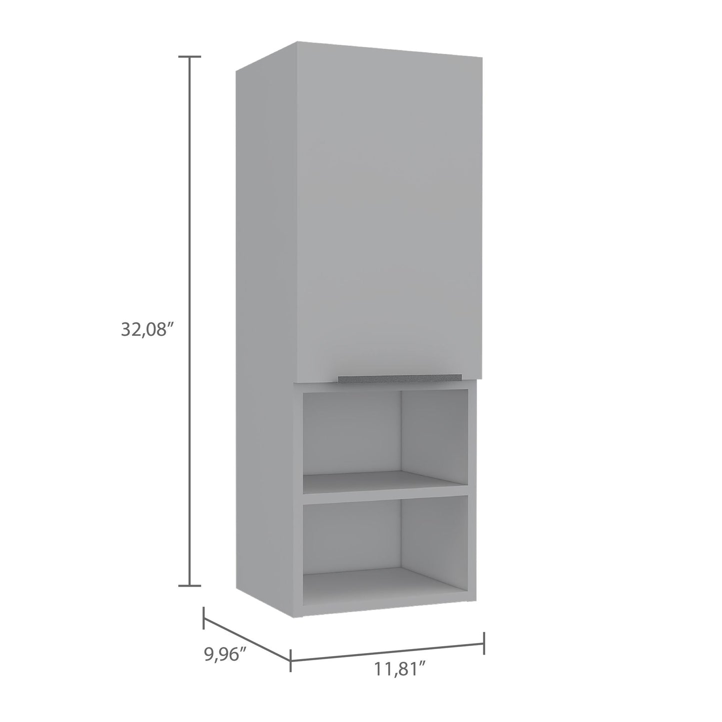 Mila Bathroom Cabinet; Two Internal Shelves; Two External Shelves; Single Door - White - DelightsDownSouth