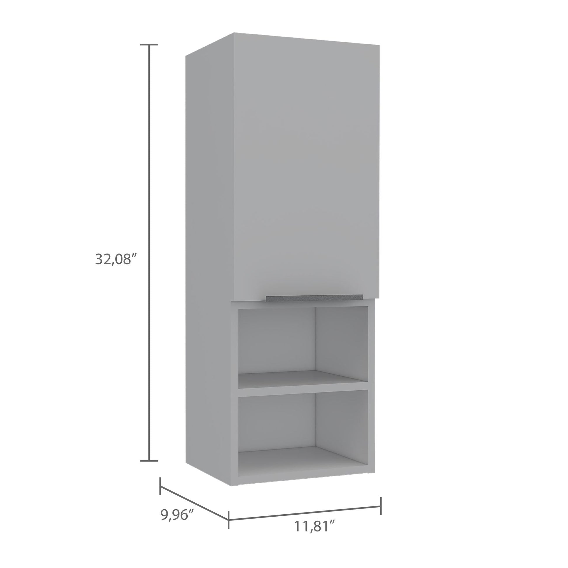 Mila Bathroom Cabinet; Two Internal Shelves; Two External Shelves; Single Door - White - DelightsDownSouth