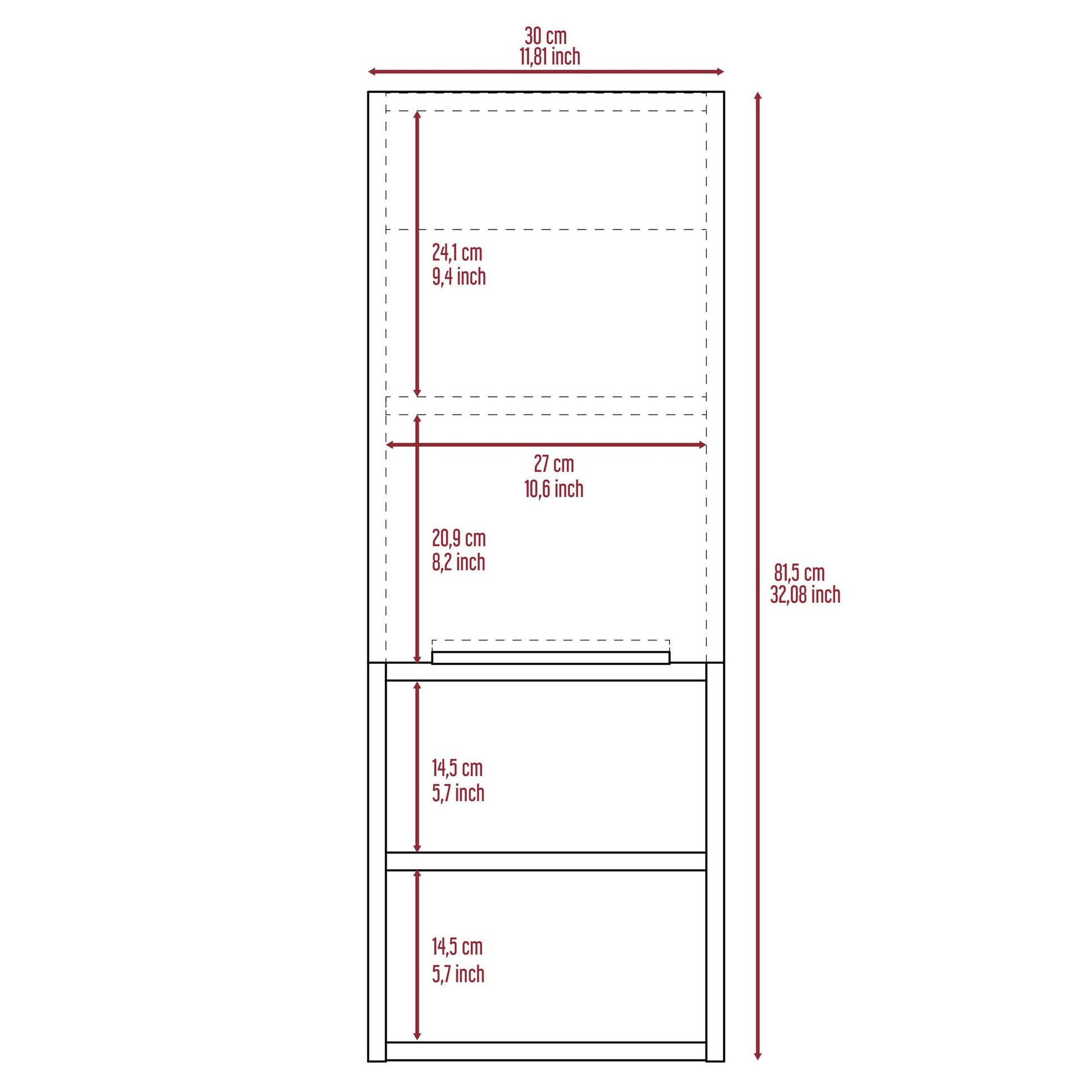 Mila Bathroom Cabinet; Two Internal Shelves; Two External Shelves; Single Door - White - DelightsDownSouth