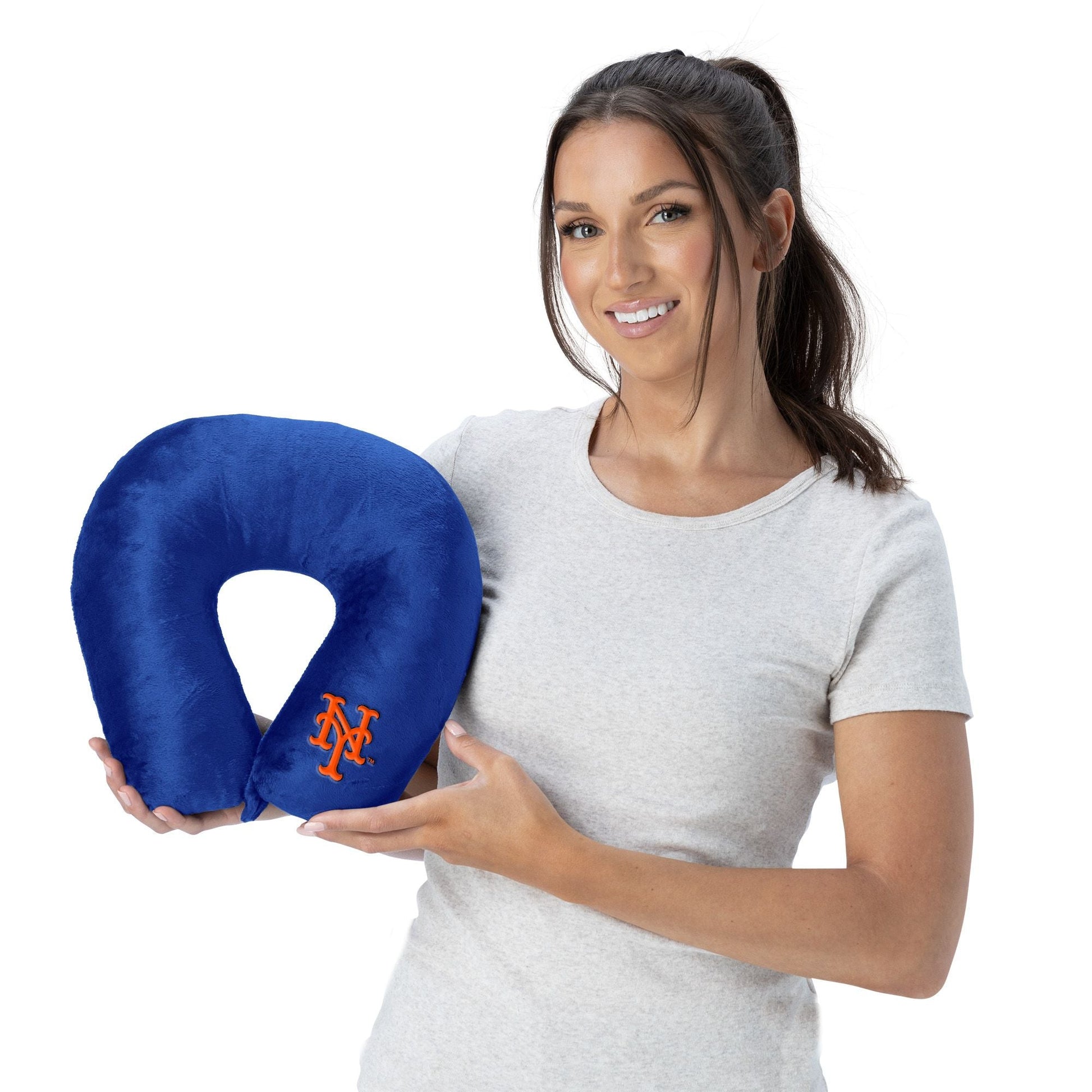 MLB New York Mets Applique Neck Pillow 12x13 Inches - DelightsDownSouth