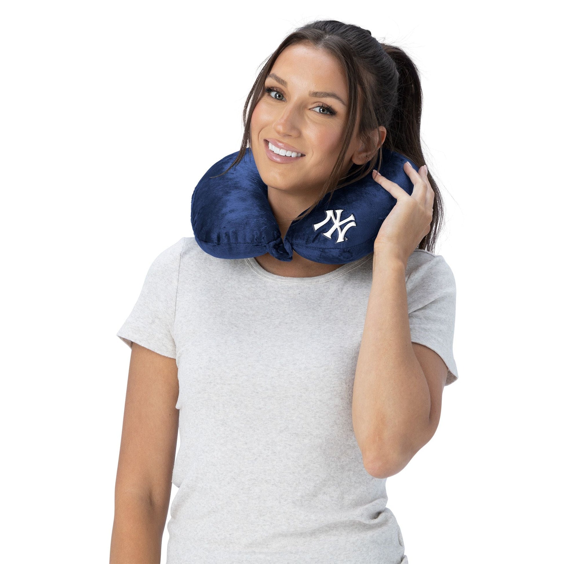 MLB New York Yankees Applique Neck Pillow 12x13 Inches - DelightsDownSouth