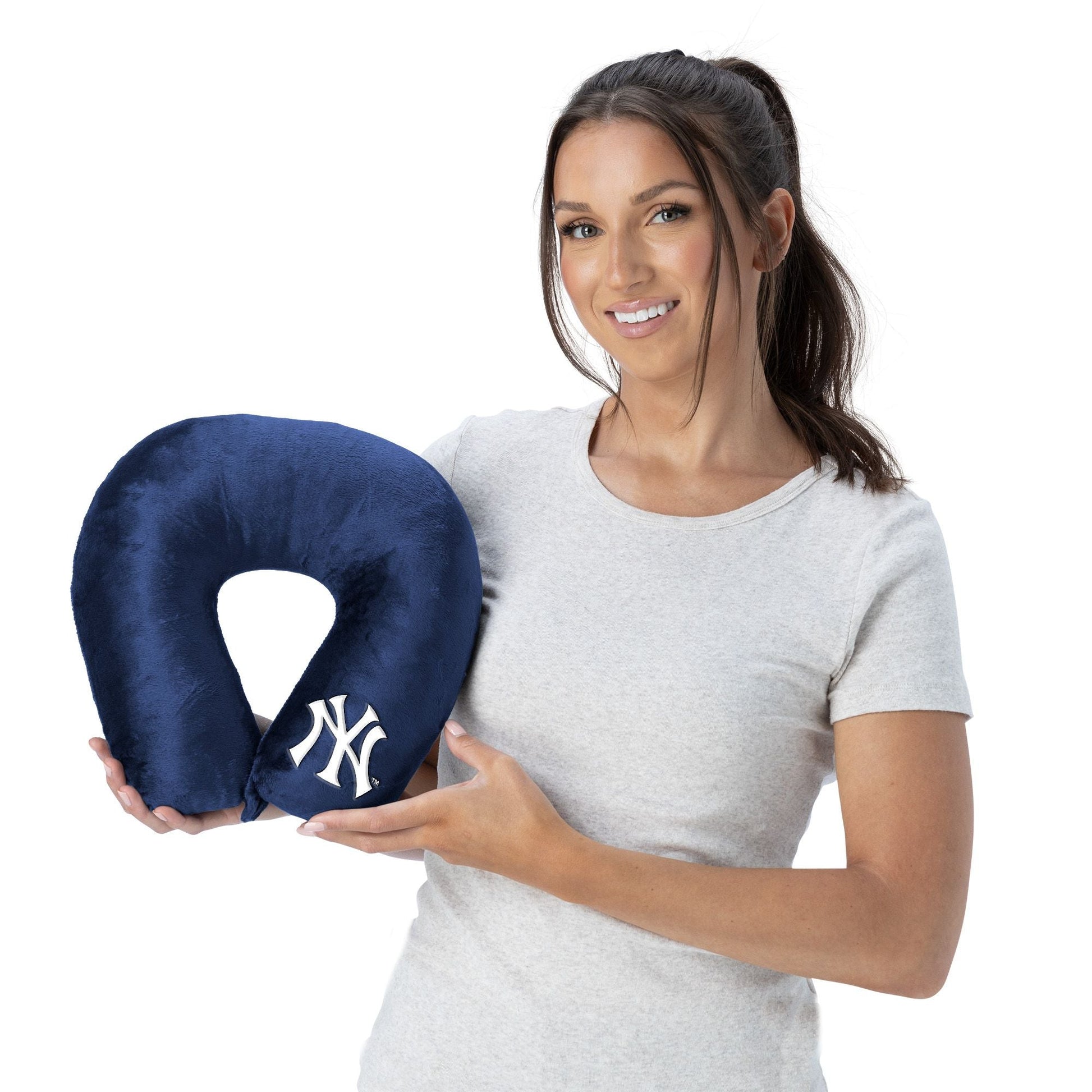 MLB New York Yankees Applique Neck Pillow 12x13 Inches - DelightsDownSouth