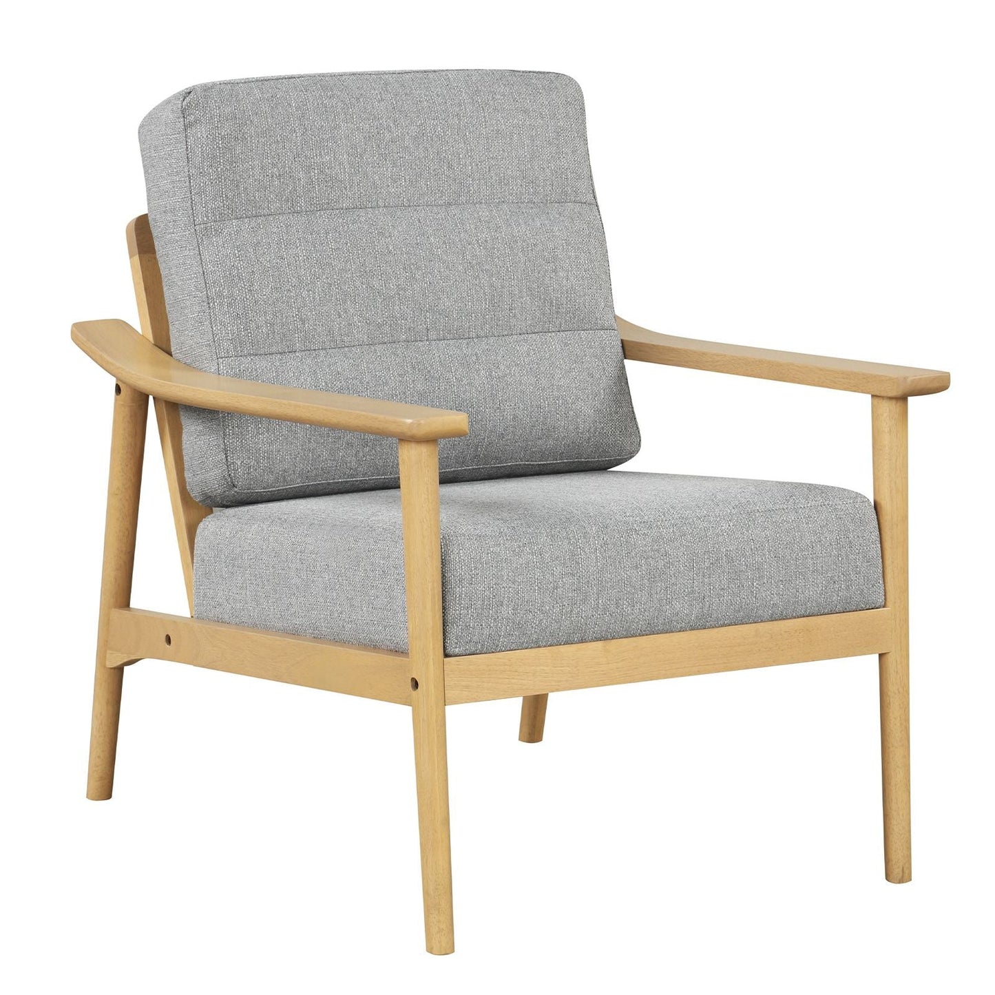 Modern Accent Chair with Rubber Wood Armrests and Legs for Living Room - DelightsDownSouth