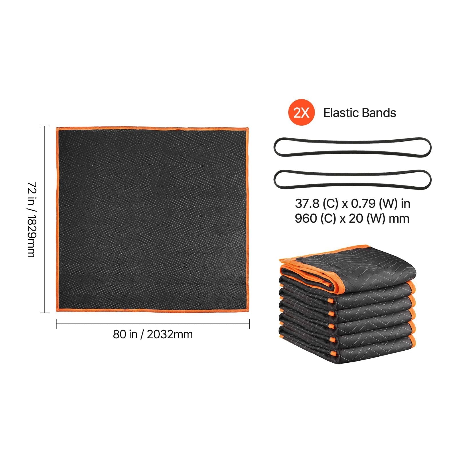 Moving Blankets 6 Pcs, 80 x 72 in (35 lbs/dz) Large Packing Blankets with Cotton Filling, Heavy Duty Nonwoven Fabric Padded Moving Blanket for Shipping, Wrapping, Protecting Furniture - DelightsDownSouth
