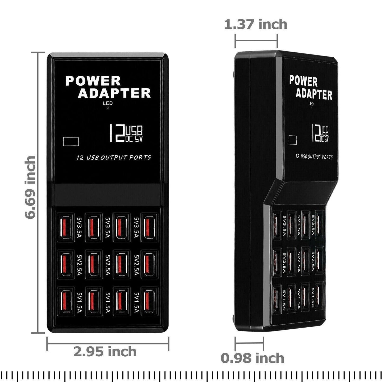 Multi 12 Port USB Charging Station Hub Desktop Wall Cell Phone Charger Organizer - DelightsDownSouth