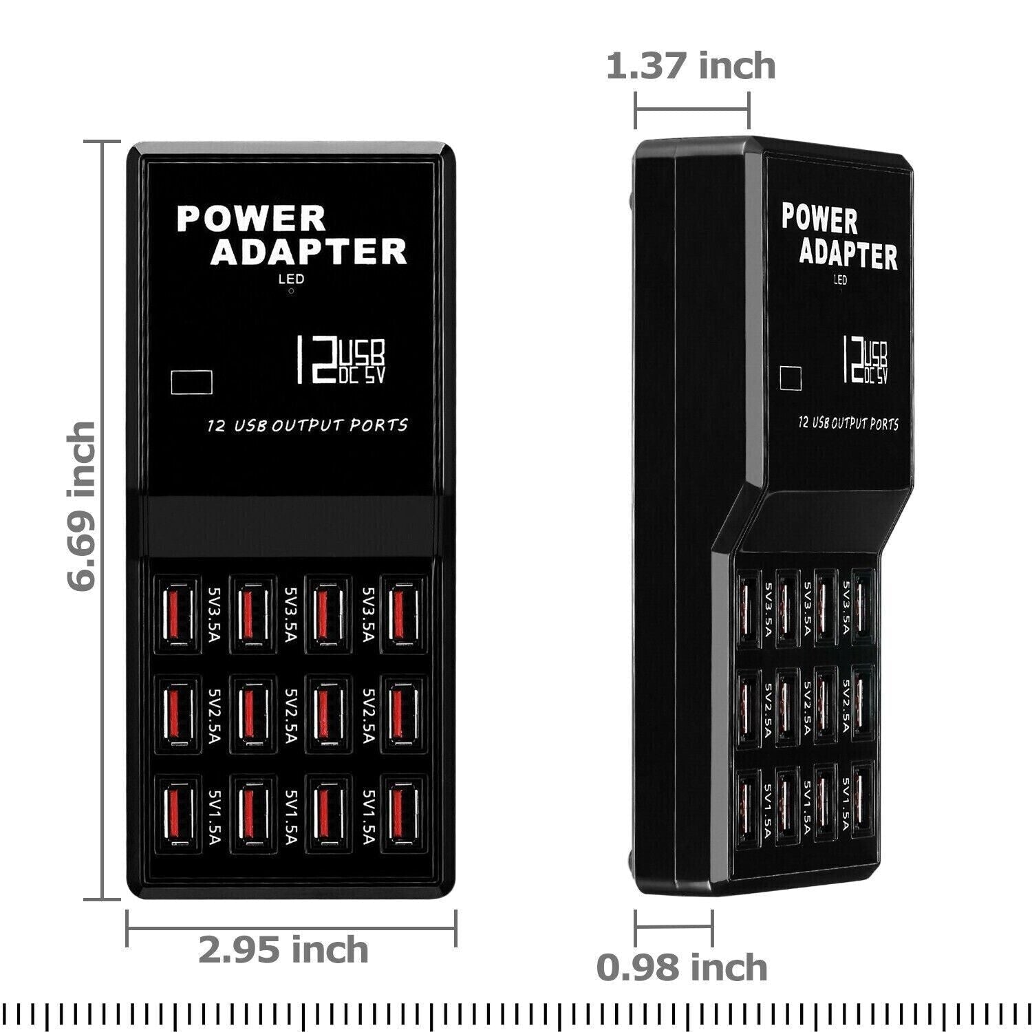 Multi 12 Port USB Charging Station Hub Desktop Wall Cell Phone Charger Organizer - DelightsDownSouth
