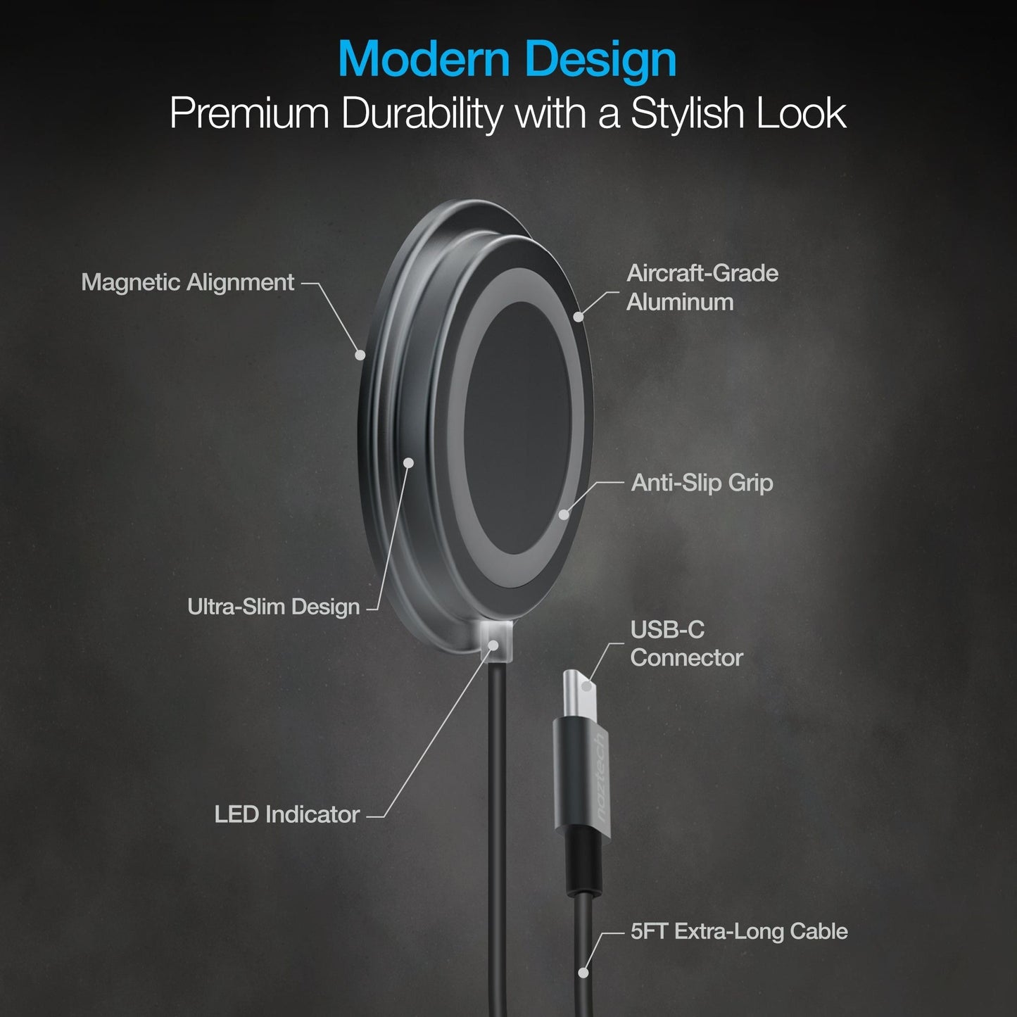 Naztech Alloy Magnetic 15W Wireless Fast Charger - DelightsDownSouth