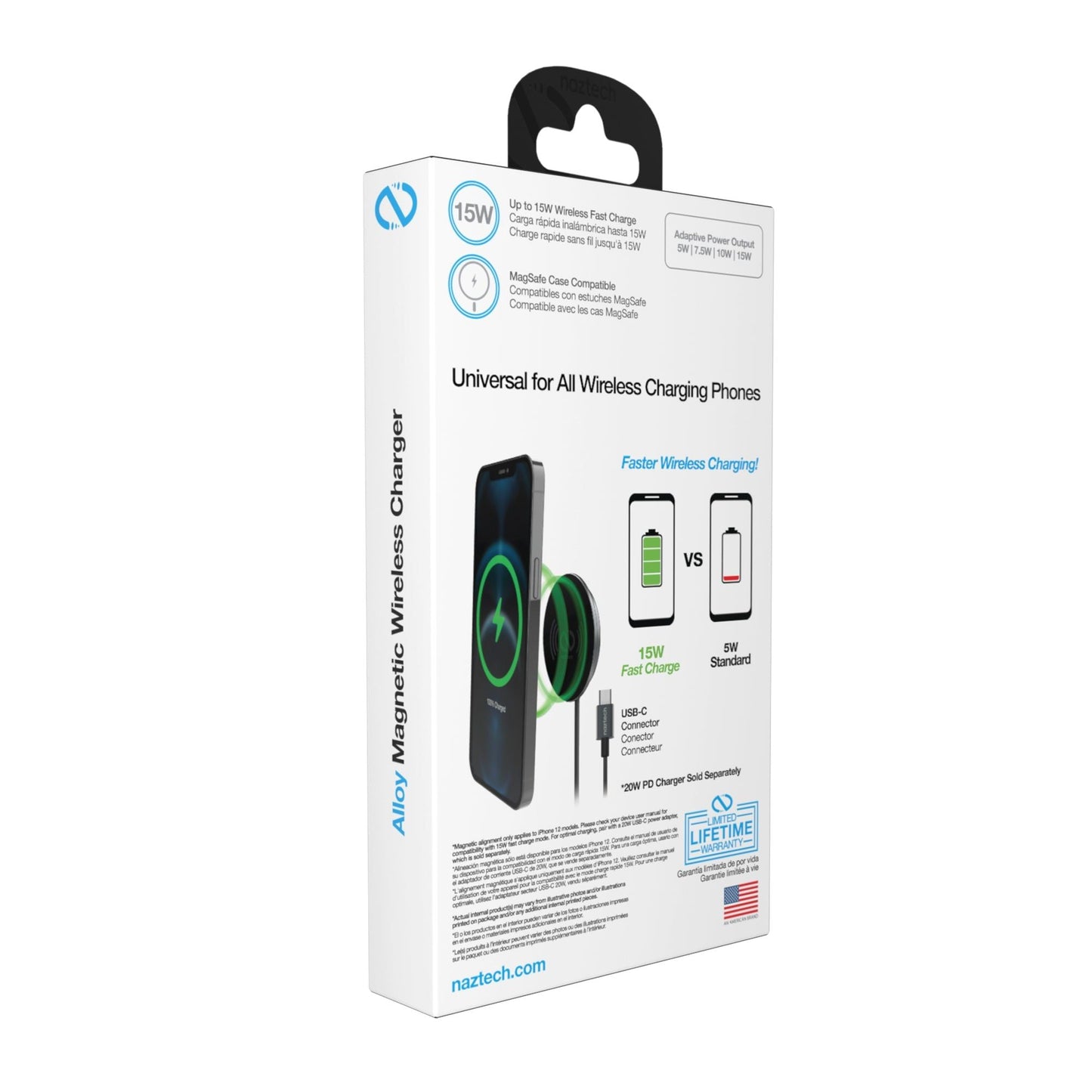 Naztech Alloy Magnetic 15W Wireless Fast Charger - DelightsDownSouth