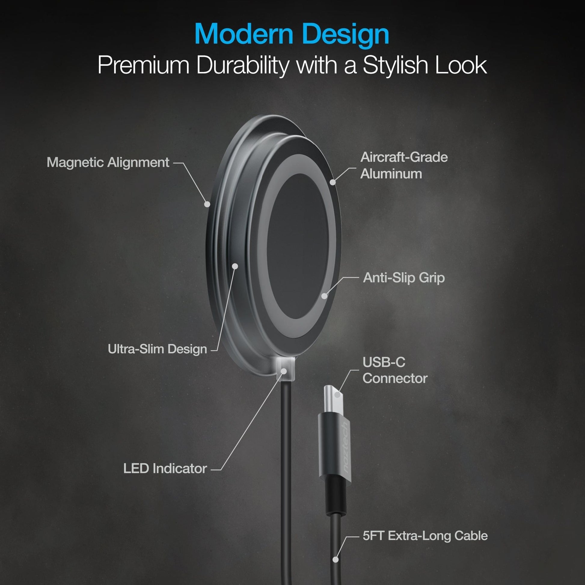 Naztech Alloy Magnetic 15W Wireless Fast Charger - DelightsDownSouth