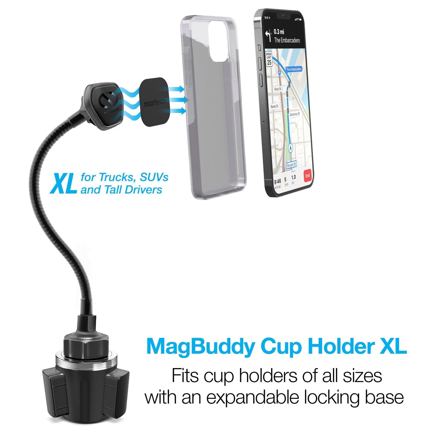 Naztech MagBuddy Elite Cup Holder XL Mount - DelightsDownSouth