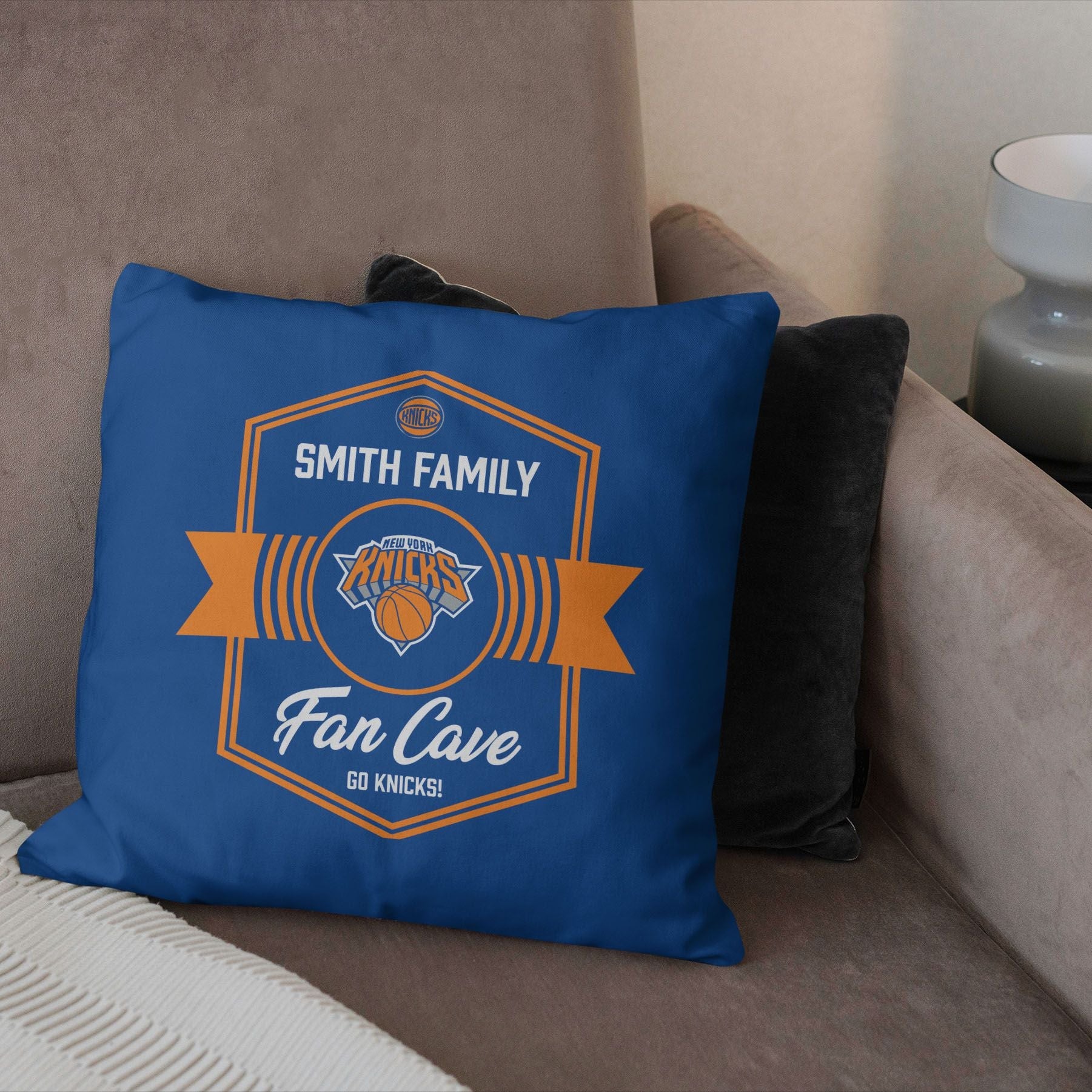 NBA New York Knicks Dominion Personalized Throw Pillow 18×18 Inches - DelightsDownSouth
