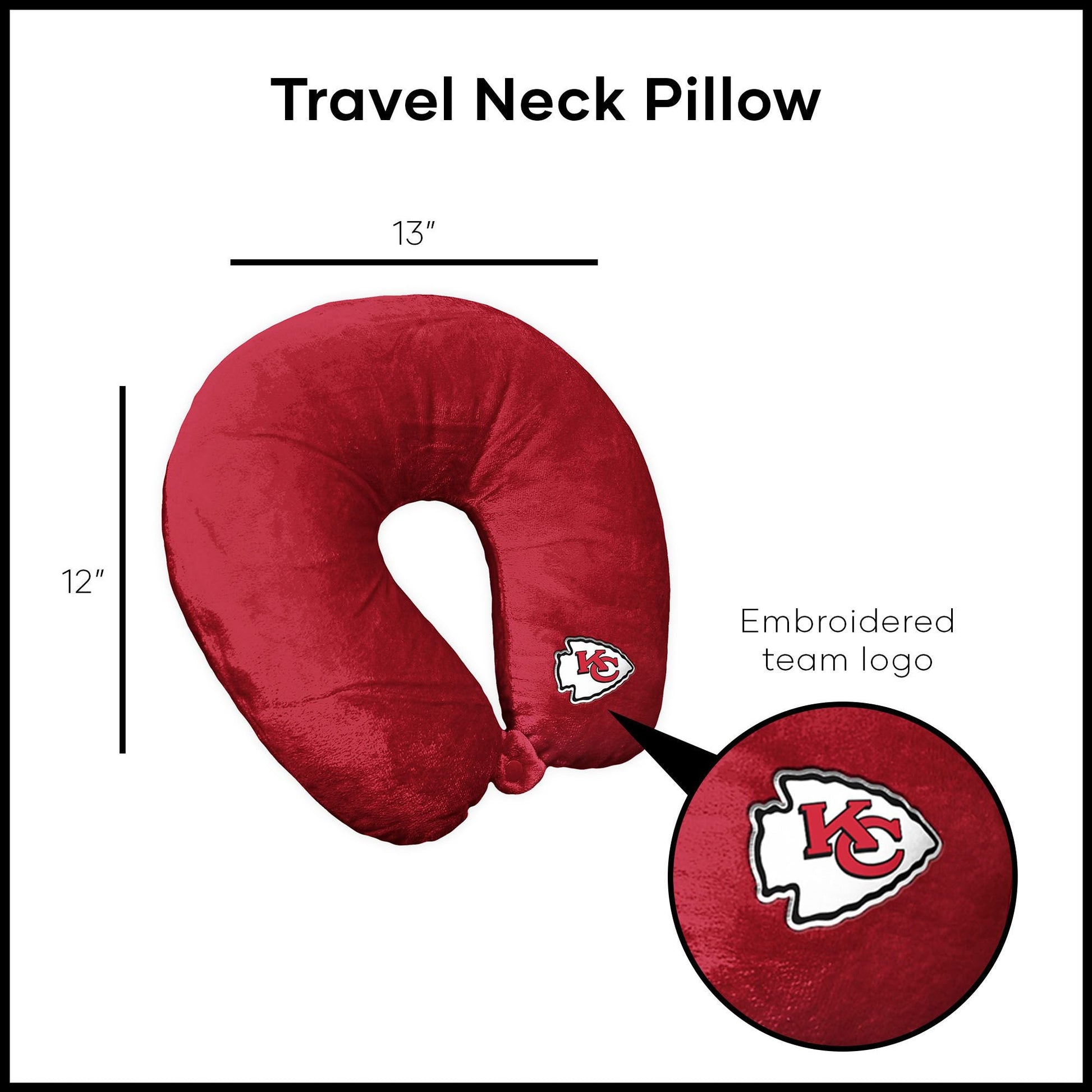 NFL Kansas City Chiefs Applique Neck Pillow 12x13 Inches - DelightsDownSouth