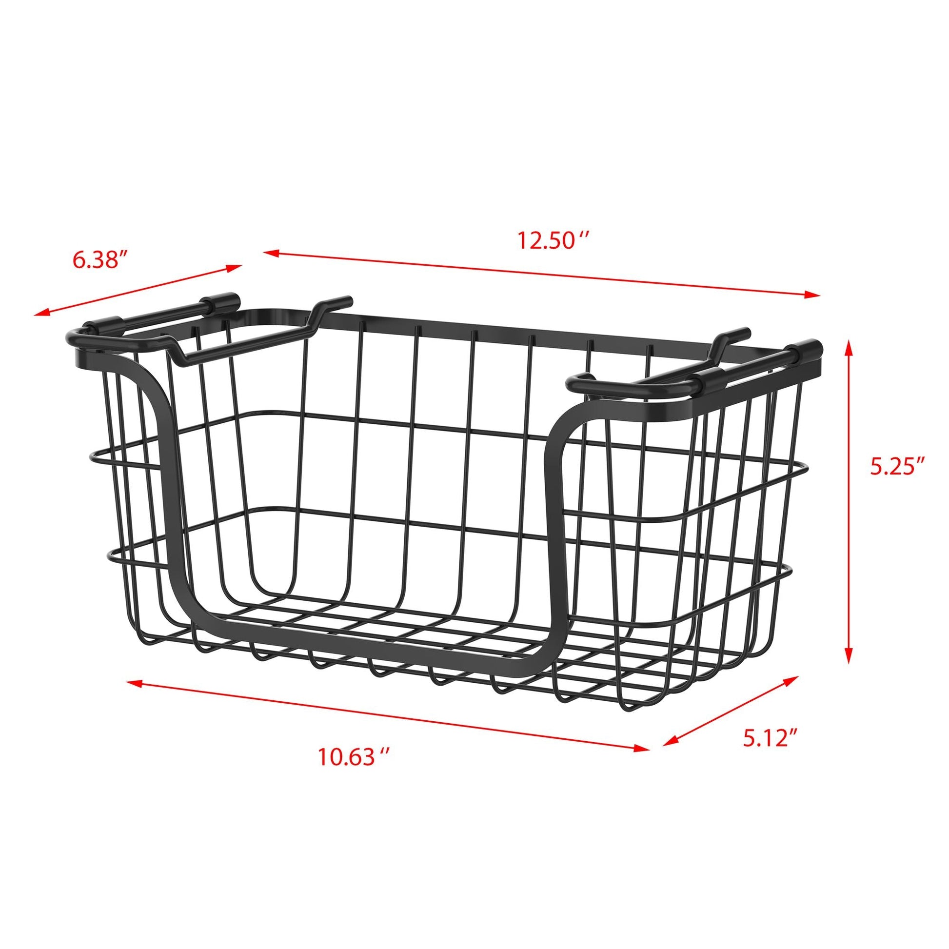 Oceanstar Stackable Metal Wire Storage Basket Set for Pantry, Countertop, Kitchen or Bathroom – Black, Set of 3 - DelightsDownSouth