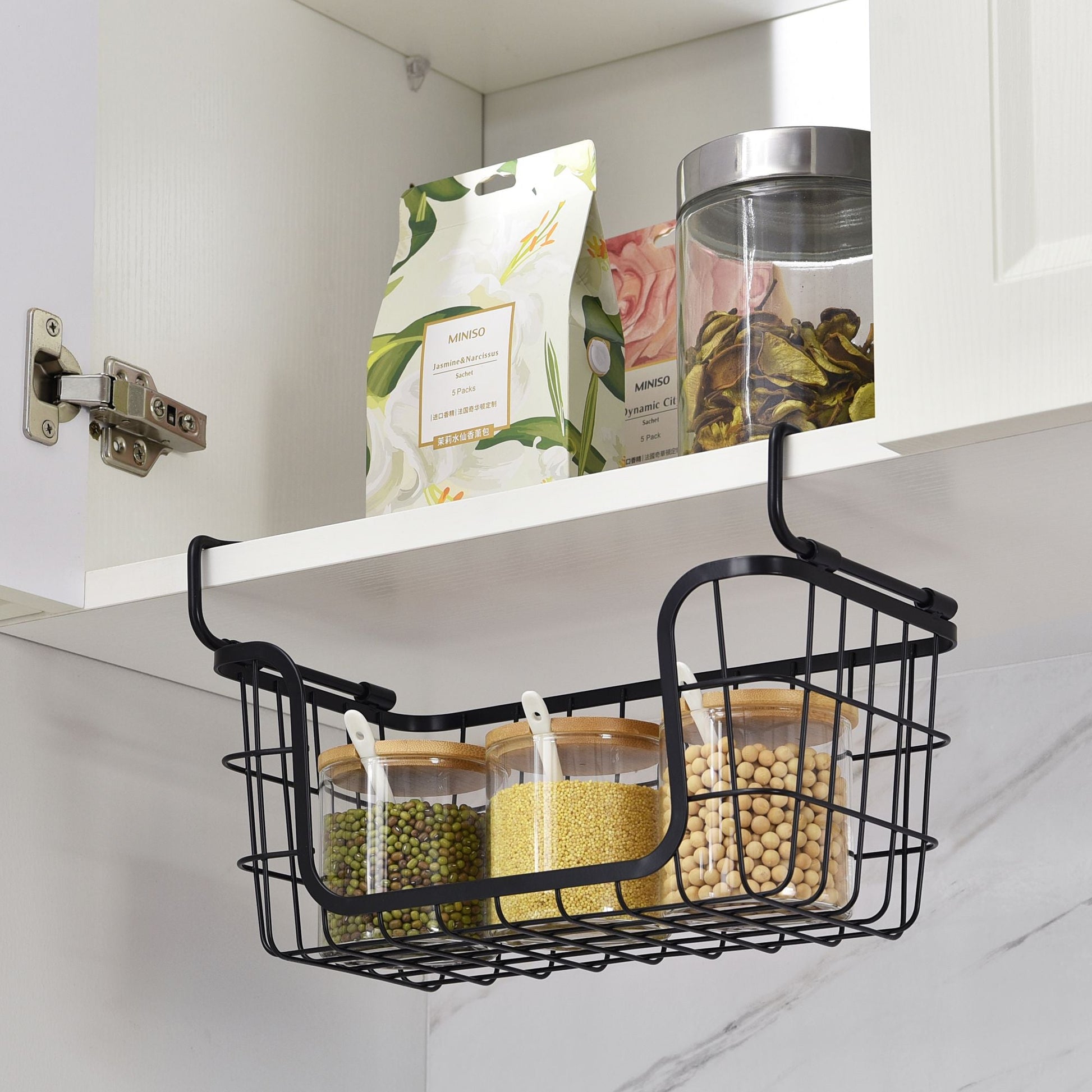 Oceanstar Stackable Metal Wire Storage Basket Set for Pantry, Countertop, Kitchen or Bathroom – Black, Set of 3 - DelightsDownSouth