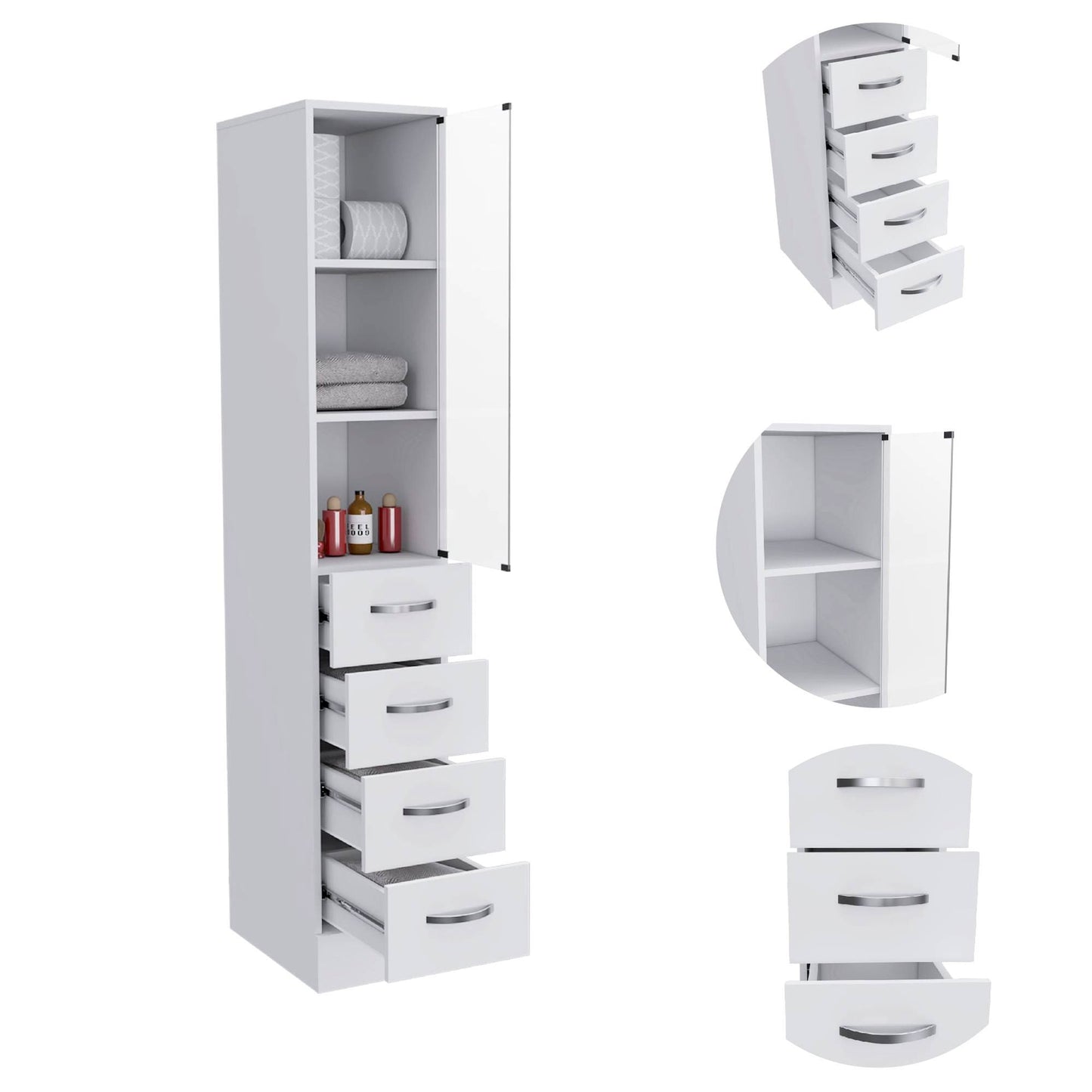 Oregon 2 Piece Bathroom Set, Magna Linen Cabinet + Savona Medicine Cabinet , White - DelightsDownSouth