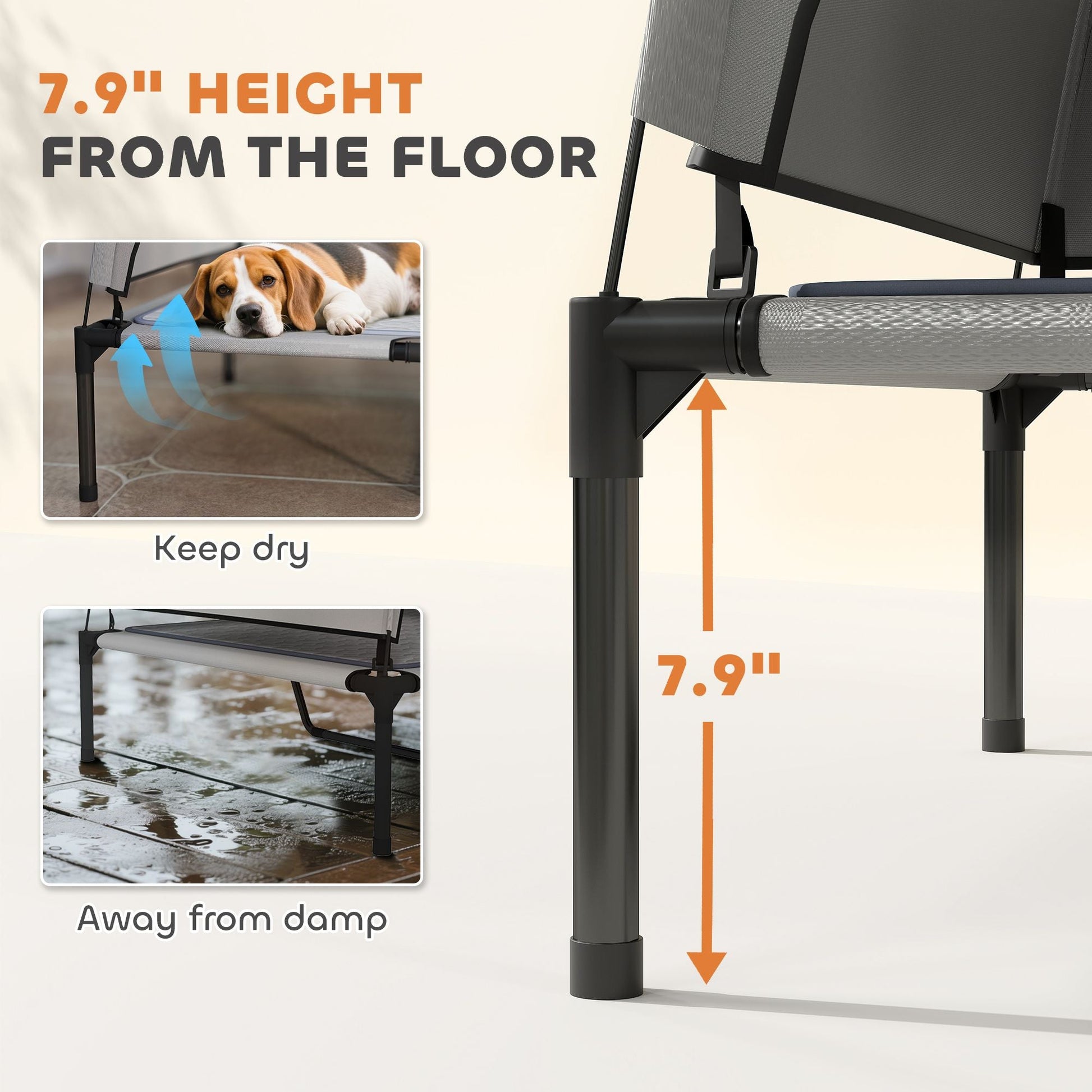 PawHut Elevated Dog Bed with Removable Canopy, Portable Outside Raised Pet Cot with Cooling Pad, Storage Bag, 36" x 29.5" x 35" - DelightsDownSouth