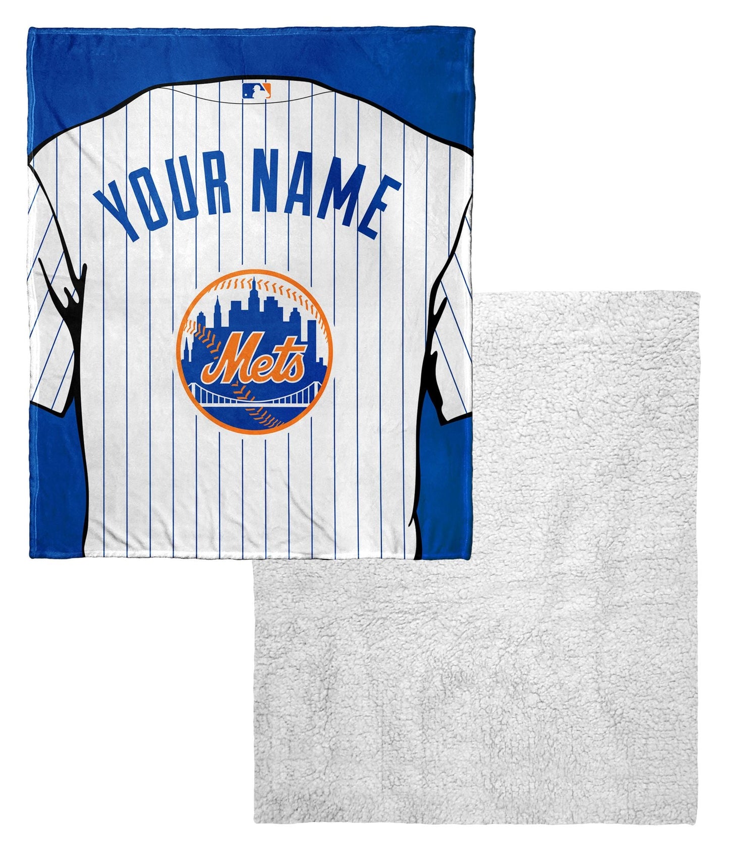 [Personalization Only] OFFICIAL MLB Jersey Personalized Silk Touch Sherpa Throw Blanket - Mets - DelightsDownSouth