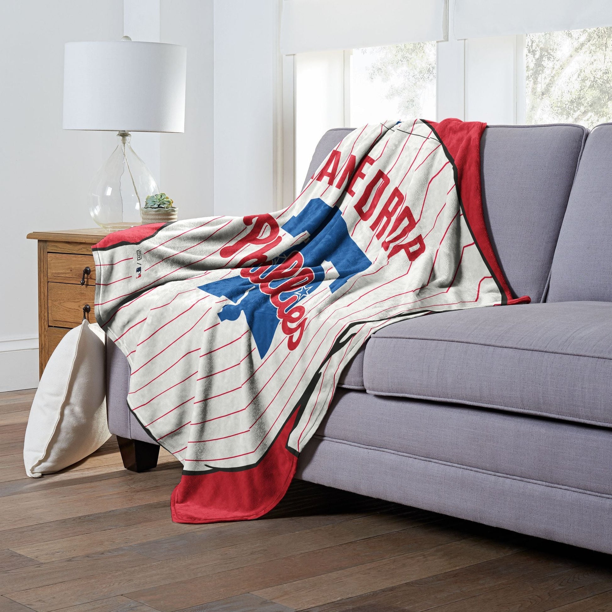 [Personalization Only] OFFICIAL MLB Jersey Personalized Silk Touch Throw Blanket - Phillies - DelightsDownSouth