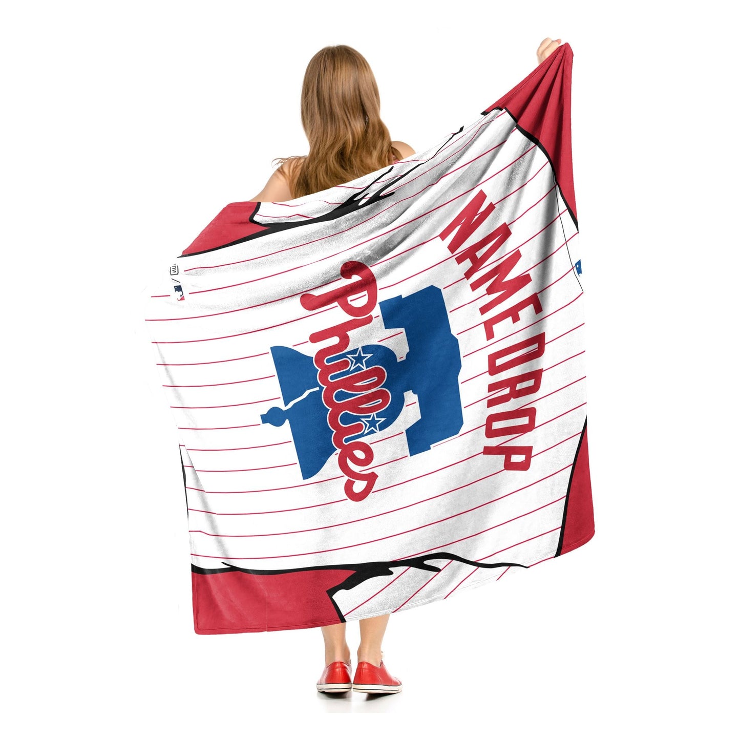 [Personalization Only] OFFICIAL MLB Jersey Personalized Silk Touch Throw Blanket - Phillies - DelightsDownSouth