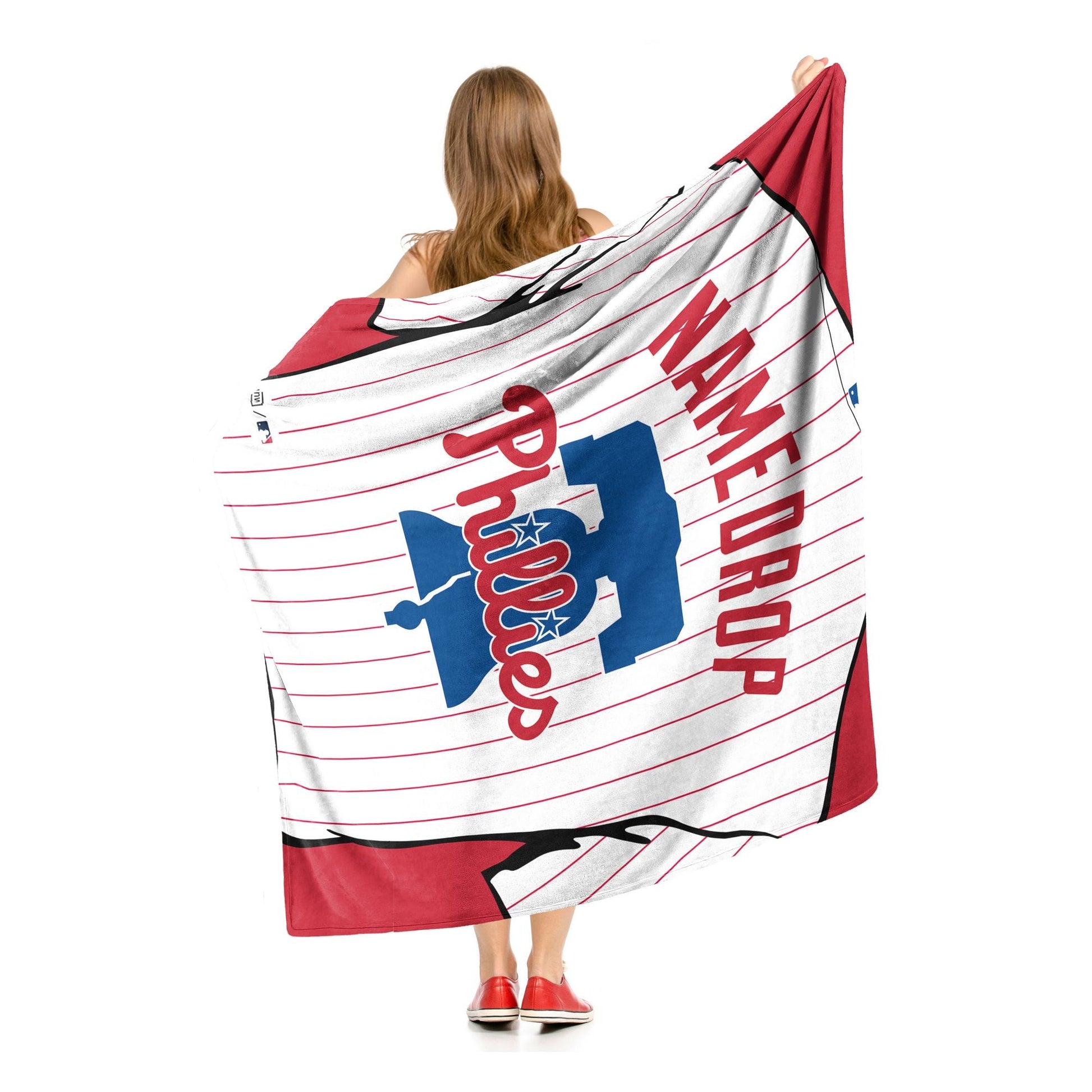[Personalization Only] OFFICIAL MLB Jersey Personalized Silk Touch Throw Blanket - Phillies - DelightsDownSouth