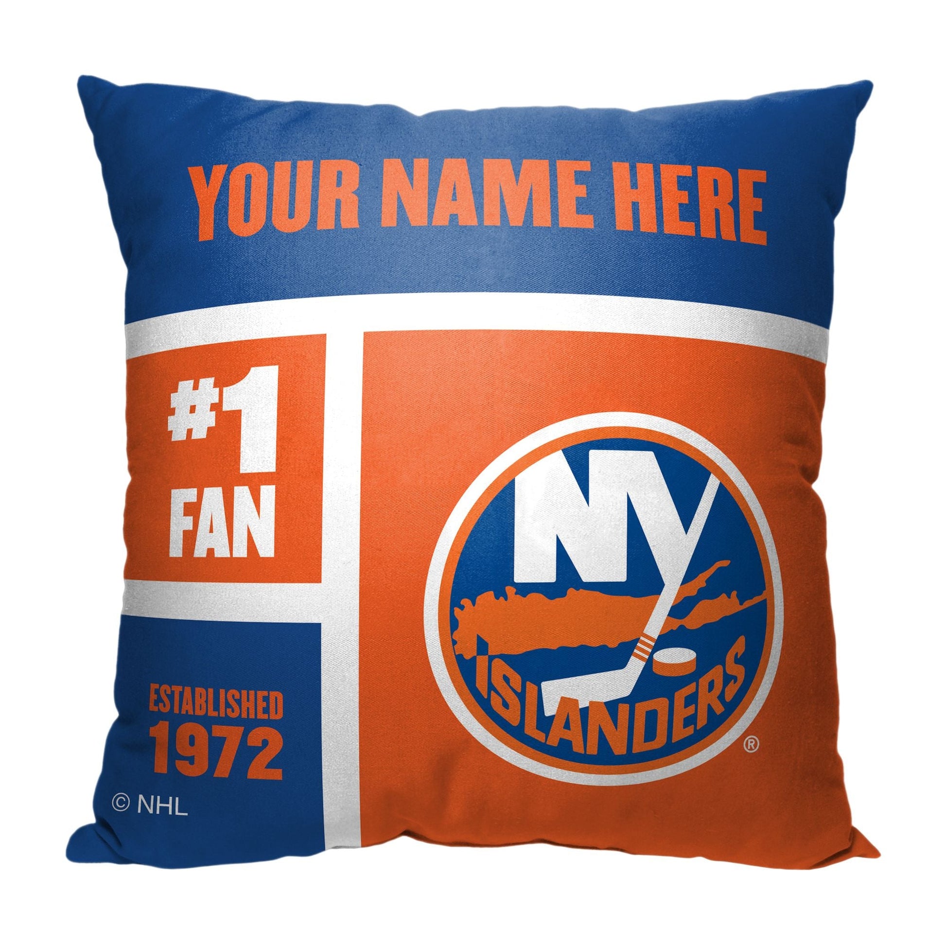 [Personalization Only] OFFICIAL NHL Colorblock Pillow - New York Islanders - DelightsDownSouth