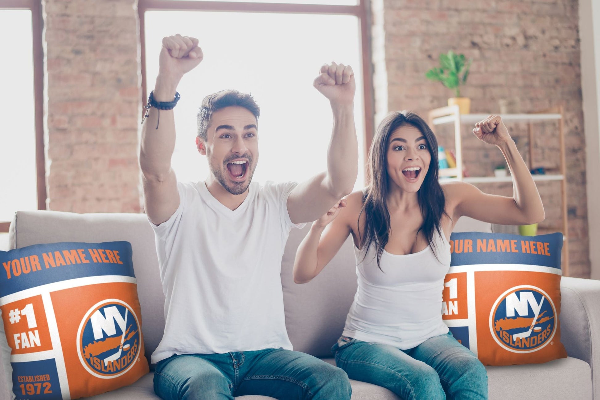 [Personalization Only] OFFICIAL NHL Colorblock Pillow - New York Islanders - DelightsDownSouth