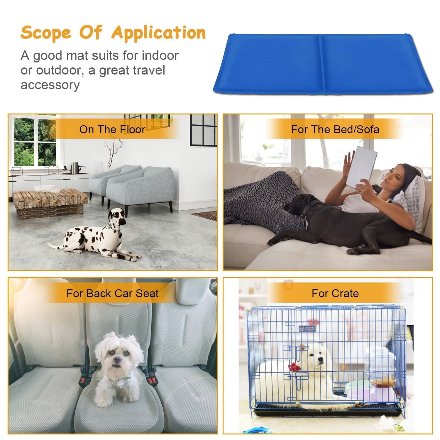 Pet Dog Cooling Mat Pressure Activated Gel Self Cooling Mat Pad Pet Cooling Bed Mats Portable Pet Cooling Blanket XL Size - DelightsDownSouth