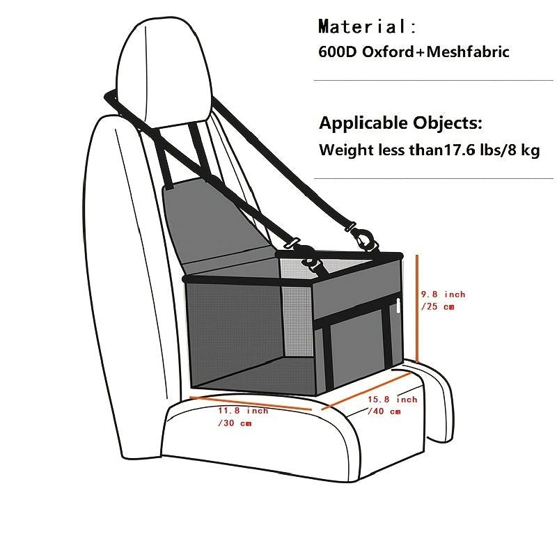 Pet Dogs Car Booster Seat Travel Carrier Cage; Oxford Breathable Folding Soft Washable Travel Bags - DelightsDownSouth