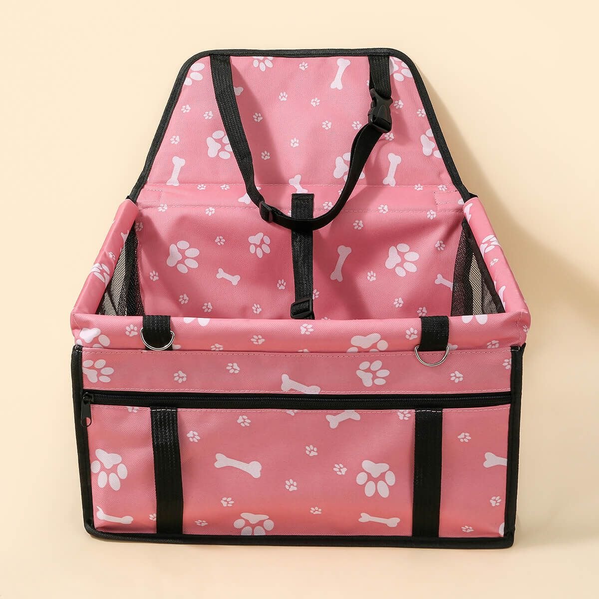 Pet Dogs Car Booster Seat Travel Carrier Cage; Oxford Breathable Folding Soft Washable Travel Bags - DelightsDownSouth