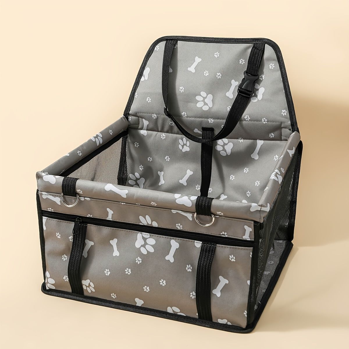 Pet Dogs Car Booster Seat Travel Carrier Cage; Oxford Breathable Folding Soft Washable Travel Bags - DelightsDownSouth