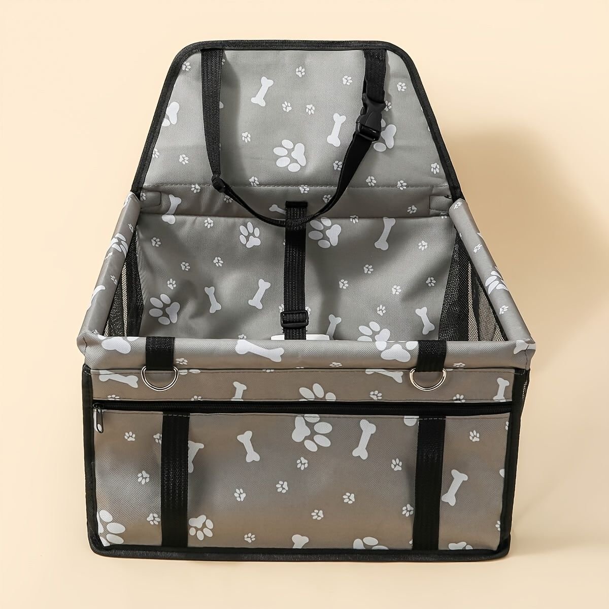 Pet Dogs Car Booster Seat Travel Carrier Cage; Oxford Breathable Folding Soft Washable Travel Bags - DelightsDownSouth