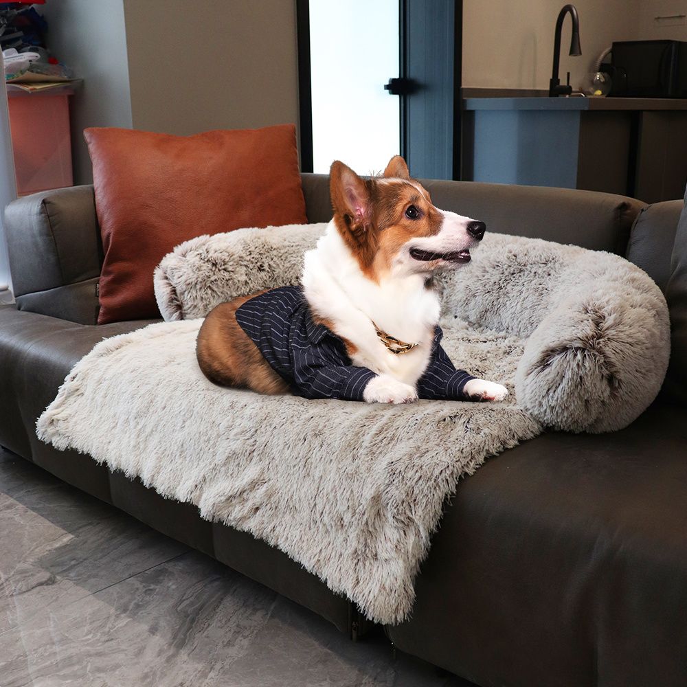 Pet Sofa; Warm Plush Pet Cushion For Indoor Dogs & Cats; Dog Blanket; Washable Pet Bed - DelightsDownSouth